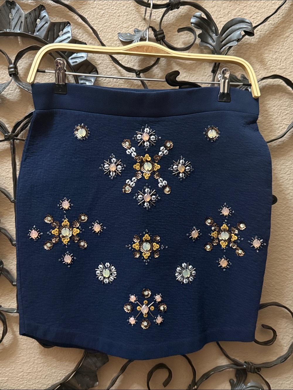 H&M Navy Mini Skirt with Sequin & Gem Embellishments Size S never worn